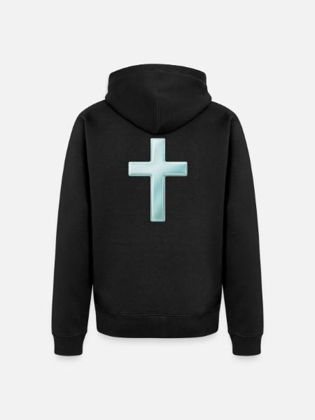 Glänzendes Metallkreuz-Design - Unisex Premium Bio Zip Hoodie - Schwarz