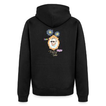 Freitagabend-Porträtparty - Unisex Premium Bio Zip Hoodie - Schwarz - Hinten - Nico (187cm)