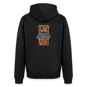 SCARY MOVIE NIGHT - Unisex Premium Bio Zip Hoodie - Schwarz - Hinten - Nico (187cm)