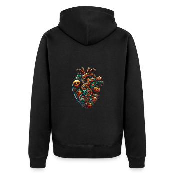 Buntes dekoratives Herz - Unisex Premium Bio Zip Hoodie - Schwarz - Hinten - Nico (187cm)