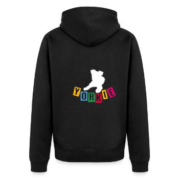 Yorkie Yorkshire Terrier avec des lettres colorées - Veste à capuche bio Premium Unisexe - noir - Dos - Nico (187cm)