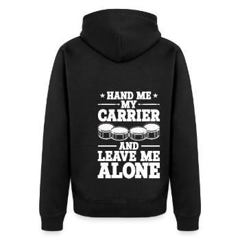 Tenortrommel - Unisex Premium Bio Zip Hoodie - Schwarz - Hinten - Nico (187cm)