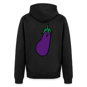 Aubergine Eggplant - Veste à capuche bio Premium Unisexe - noir - Dos - Nico (187cm)