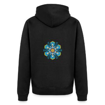 Schneeflocken Mandala - Unisex Premium Bio Zip Hoodie - Schwarz - Hinten - Nico (187cm)