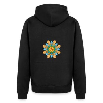 Blumen Mandala - Unisex Premium Bio Zip Hoodie - Schwarz - Hinten - Nico (187cm)