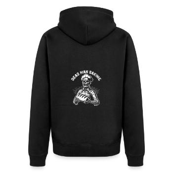Dead Man Baking gruseliger Zombie als Bäcker - Unisex Premium Bio Zip Hoodie - Schwarz - Hinten - Nico (187cm)