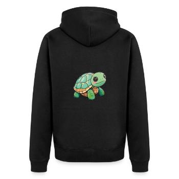 Total niedliche Schildkröte - Unisex Premium Bio Zip Hoodie - Schwarz - Hinten - Nico (187cm)