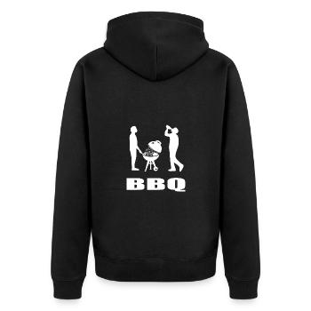 BBQ - Unisex Premium Bio Zip Hoodie - Schwarz - Hinten - Nico (187cm)
