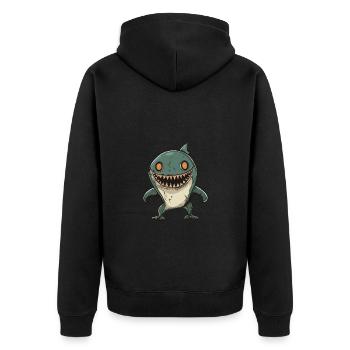 Hai Halloween Lustig Zombie - Unisex Premium Bio Zip Hoodie - Schwarz - Hinten - Nico (187cm)