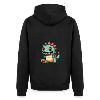 Dinosaurier stegosaurus Halloween Lustig Zombie - Unisex Premium Bio Zip Hoodie - Schwarz - Hinten - Nico (187cm)