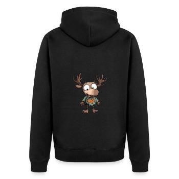 Elch Halloween Lustig Zombie - Unisex Premium Bio Zip Hoodie - Schwarz - Hinten - Nico (187cm)