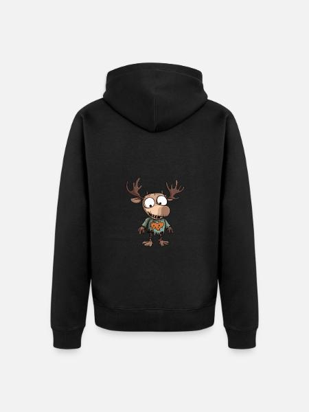 Moose Halloween Funny Zombie - Unisex Premium Organic Zip Hoodie - black