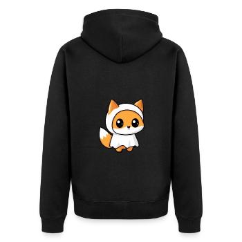 Fox Halloween Funny Ghost - Unisex Premium Organic Zip Hoodie - black - Back - Nico (187cm)