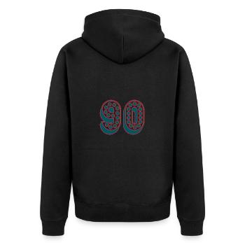 JAHRESTAG. ALLES GUTE ZUM GEBURTSTAG. ALLES GUTE ZUM GEBURTSTAG - Unisex Premium Bio Zip Hoodie - Schwarz - Hinten - Nico (187cm)