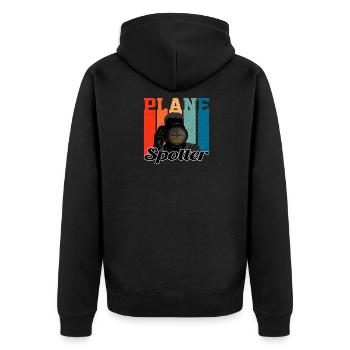 Plane Spotter Camera - Vintage Geschenk Flugzeug - Unisex Premium Bio Zip Hoodie - Schwarz - Hinten - Nico (187cm)
