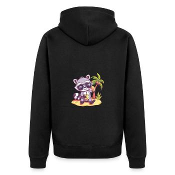 Waschbär Bier Lustig Saufen - Unisex Premium Bio Zip Hoodie - Schwarz - Hinten - Nico (187cm)