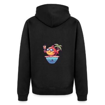 Fish Summer Ocean Comic - Unisex Premium Organic Zip Hoodie - black - Back - Nico (187cm)