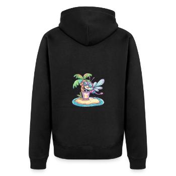 Libelle Sommer Strand Comic - Unisex Premium Bio Zip Hoodie - Schwarz - Hinten - Nico (187cm)