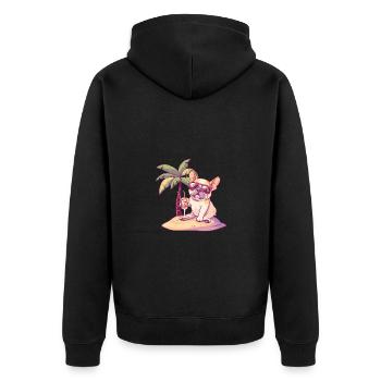 Buldog Français Chien Été - Veste à capuche bio Premium Unisexe - noir - Dos - Nico (187cm)