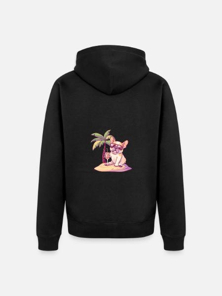 French Buldog Dog Summer - Unisex Premium Organic Zip Hoodie - black