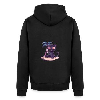 Panther Summer Beach Comic - Unisex Premium Organic Zip Hoodie - black - Back - Nico (187cm)
