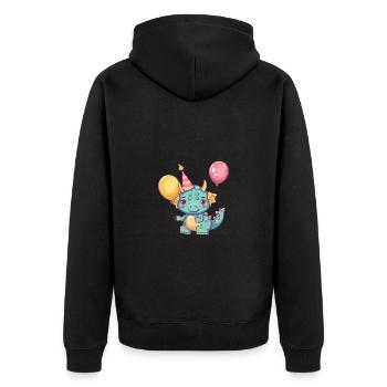 Dinosaurier triceratops Geburtstag Comic - Unisex Premium Bio Zip Hoodie - Schwarz - Hinten - Nico (187cm)