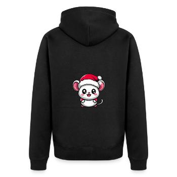 Maus Weihnachten Niedlich - Unisex Premium Bio Zip Hoodie - Schwarz - Hinten - Nico (187cm)