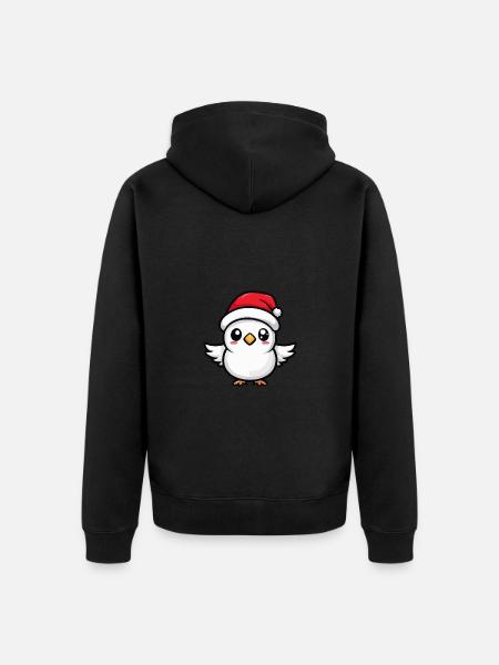 Dove Bird Christmas Cute - Unisex Premium Organic Zip Hoodie - black