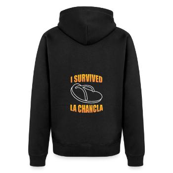 Colombia - Unisex Premium Organic Zip Hoodie - black - Back - Nico (187cm)