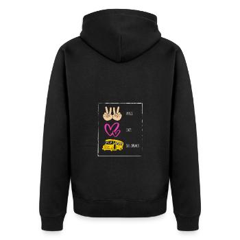 Schulbusfahrer Schulbus - Unisex Premium Bio Zip Hoodie - Schwarz - Hinten - Nico (187cm)
