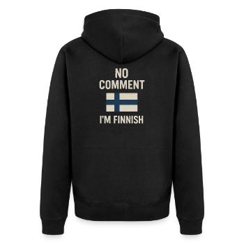 Finnische Flagge. Kein Kommentar - Unisex Premium Bio Zip Hoodie - Schwarz - Hinten - Nico (187cm)