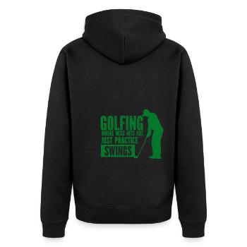 Golf - Golfclub Goldspieler Birdie Elite Luxus - Unisex Premium Bio Zip Hoodie - Schwarz - Hinten - Nico (187cm)