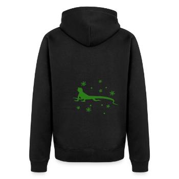 Salamander - Amphibie Tier - Unisex Premium Bio Zip Hoodie - Schwarz - Hinten - Nico (187cm)