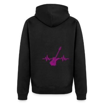 Herzschlag Gitarre - Rock 'n' Roll Punk Band Metal - Unisex Premium Bio Zip Hoodie - Schwarz - Hinten - Nico (187cm)