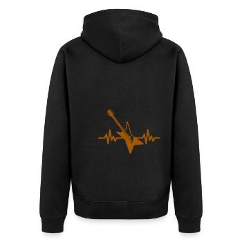 Herzschlag Gitarre - Rock 'n' Roll Punk Band Metal - Unisex Premium Bio Zip Hoodie - Schwarz - Hinten - Nico (187cm)