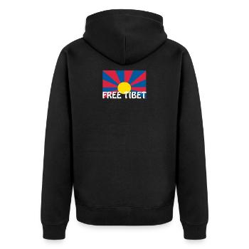free tibet flagge - Unisex Premium Bio Zip Hoodie - Schwarz - Hinten - Nico (187cm)