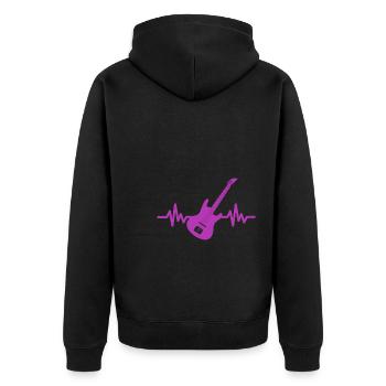 Herzschlag Gitarre - Rock 'n' Roll Punk Band Metal - Unisex Premium Bio Zip Hoodie - Schwarz - Hinten - Nico (187cm)