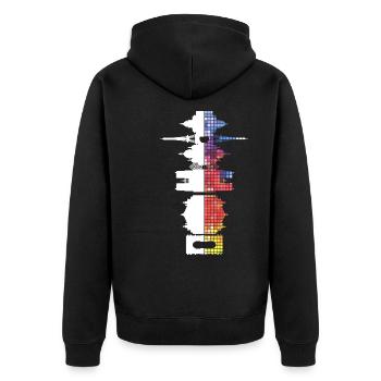 Paris France City Skyline Pixel Colorful - Unisex Premium Organic Zip Hoodie - black - Back - Nico (187cm)