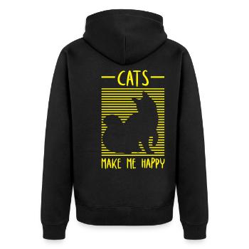 Cat Cats Cat Lover Pet - Unisex Premium Organic Zip Hoodie - black - Back - Nico (187cm)
