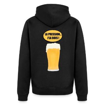 La pression… J’la bois ! - Veste à capuche bio Premium Unisexe - noir - Dos - Nico (187cm)