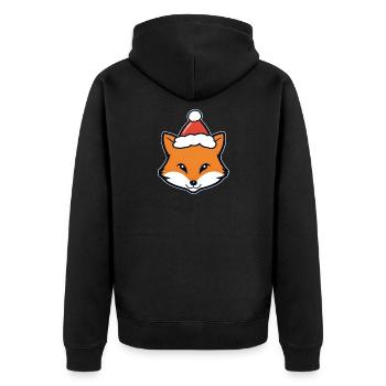 Fuchs im Weihnachtshut - Unisex Premium Bio Zip Hoodie - Schwarz - Hinten - Nico (187cm)