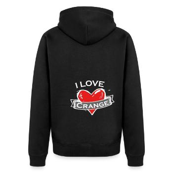 Crange - Ich liebe Stadtnamen in Tattoo Stil - Unisex Premium Bio Zip Hoodie - Schwarz - Hinten - Nico (187cm)