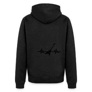 Herzschlag Gitarre - Rock n Roll Punk Band Metal - Unisex Premium Bio Zip Hoodie - Schwarz - Hinten - Nico (187cm)
