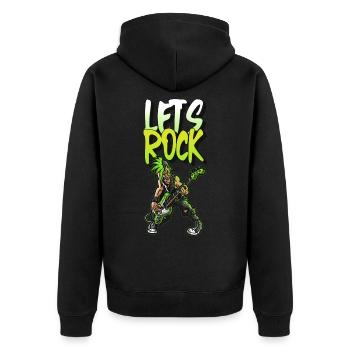 Let's Rock . Metal Rock Shirt - Unisex Premium Bio Zip Hoodie - Schwarz - Hinten - Nico (187cm)