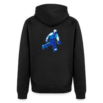 Torwart - Unisex Premium Bio Zip Hoodie - Schwarz - Hinten - Nico (187cm)