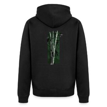 Zen Tranquility: Elegant Bamboo Grove - Unisex Premium Organic Zip Hoodie - black - Back - Nico (187cm)