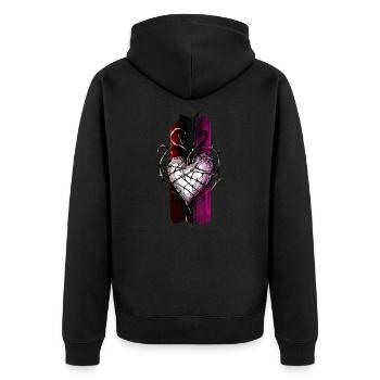 Passion résiliente : un cœur enveloppé d’épines - Veste à capuche bio Premium Unisexe - noir - Dos - Nico (187cm)