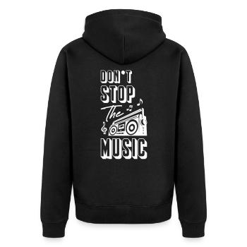 N’arrêtez pas la musique - Veste à capuche bio Premium Unisexe - noir - Dos - Nico (187cm)