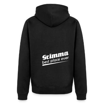 Grimma - Stadt best place ever - Unisex Premium Bio Zip Hoodie - Schwarz - Hinten - Nico (187cm)