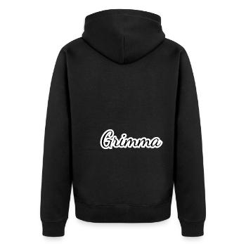 Grimma - Textdesign mit Stadtnamen - Unisex Premium Bio Zip Hoodie - Schwarz - Hinten - Nico (187cm)